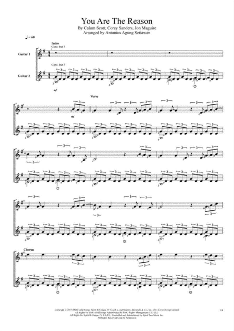 You Are The Reason You Are The Reason Electric Guitar scores gallery preview page 1