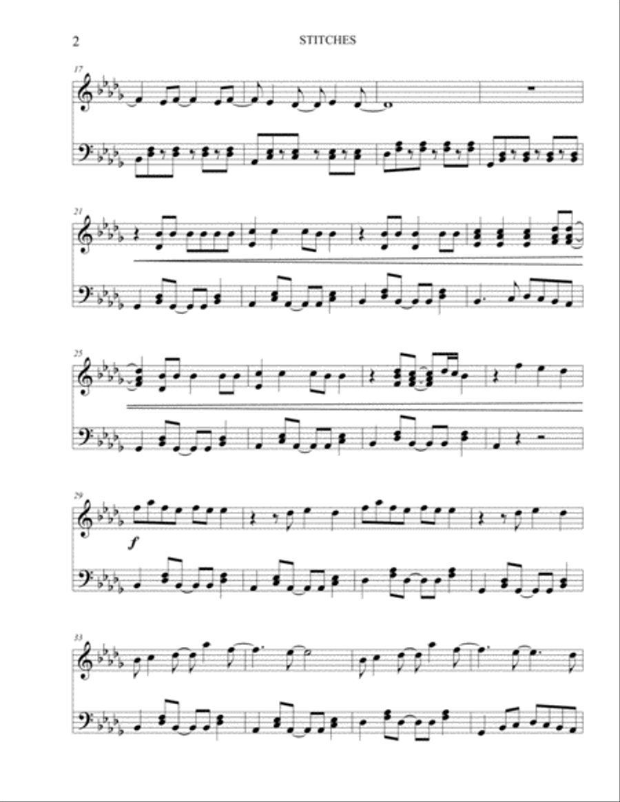 Stitches Piano Solo scores gallery preview page 2