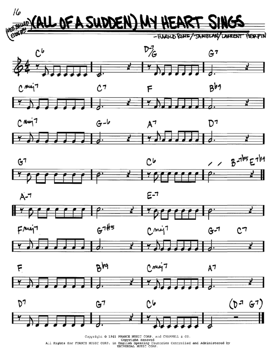 (All Of A Sudden) My Heart Sings Piano scores gallery preview page 1