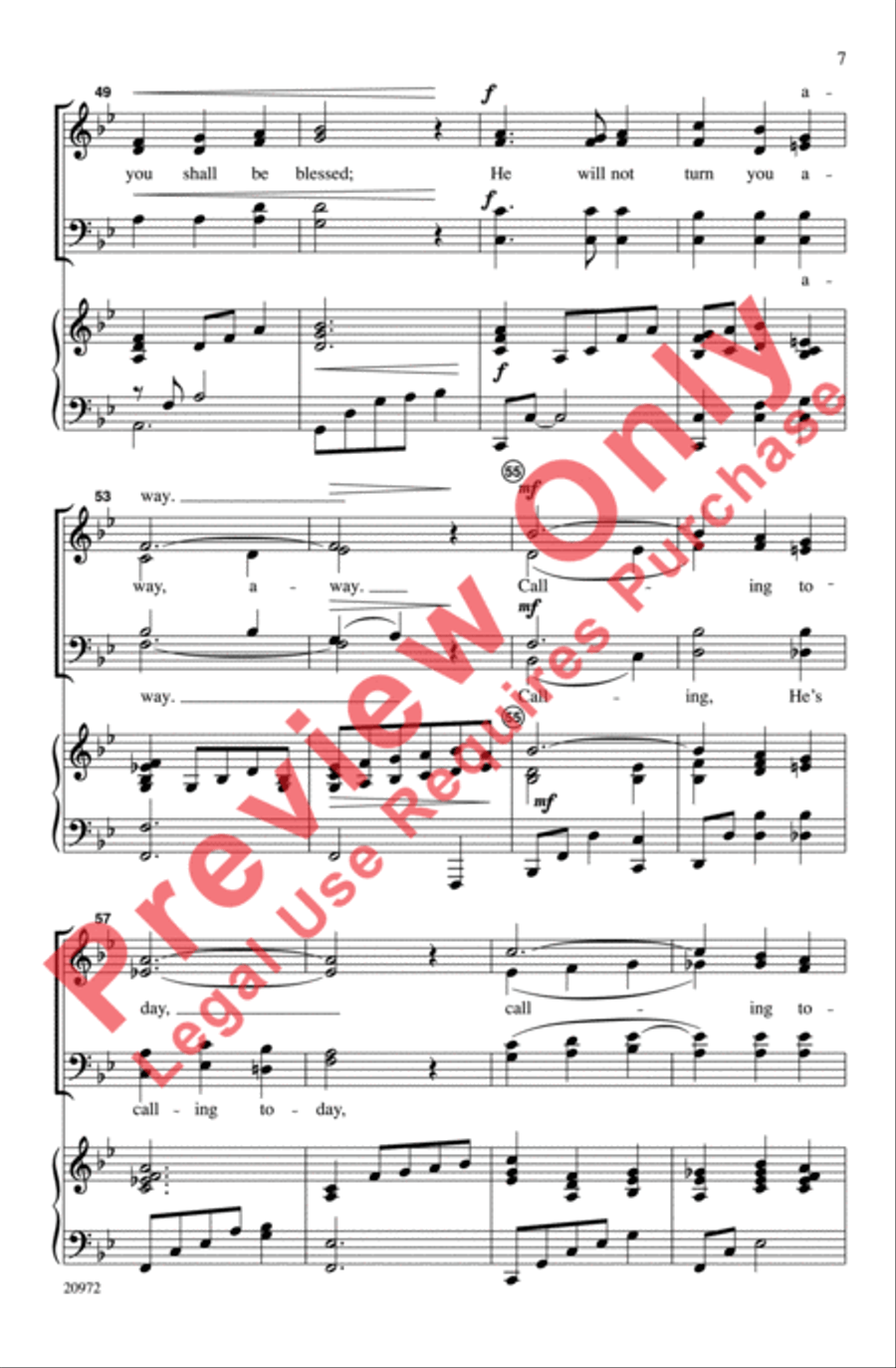 Softly and Tenderly Calling 4-Part scores gallery preview page 7