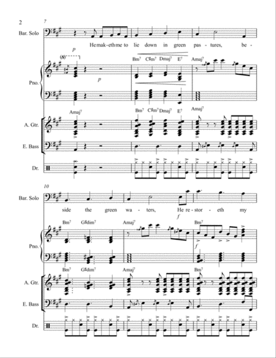 Psalm 23 baritone solo Small Ensemble scores gallery preview page 2