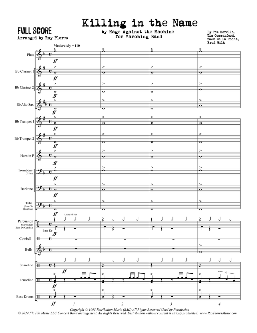 Killing In The Name Marching Band scores gallery preview page 3