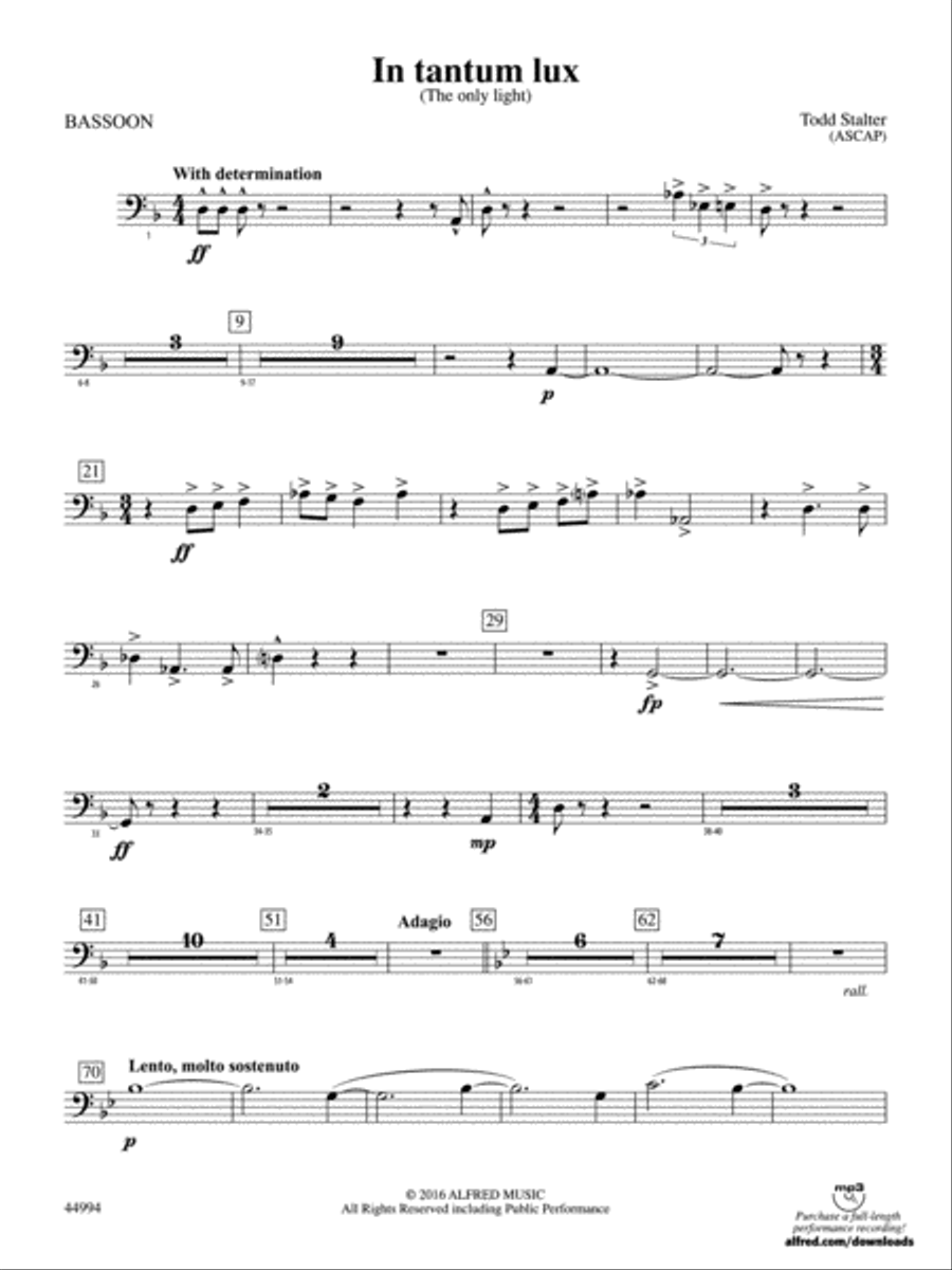 In tantum lux: Bassoon In tantum lux: Bassoon Concert Band scores gallery preview page 1