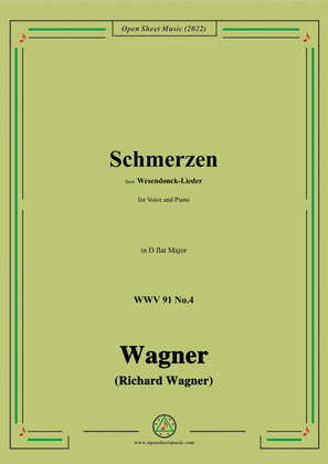 Book cover for R. Wagner-Schmerzen,in D flat Major,WWV 91 No.4,from Wesendonck-Lieder