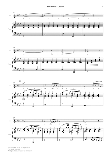 Caccini - Ave Maria - Voice and Piano - F Minor (Full Score and Parts) image number null