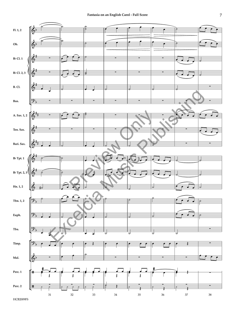 Fantasia on an English Carol (Score) Concert Band scores gallery preview page 8