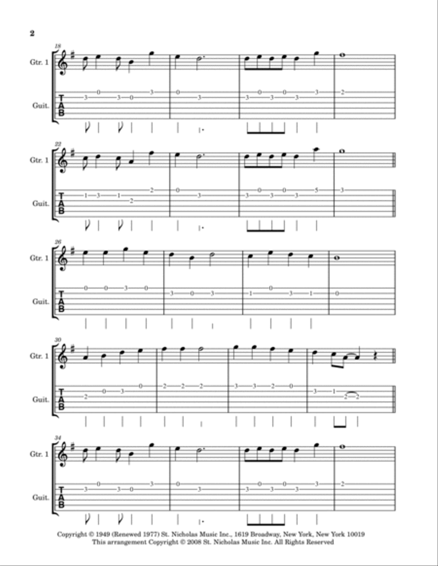 Rudolph The Red-nosed Reindeer Guitar Ensemble scores gallery preview page 6