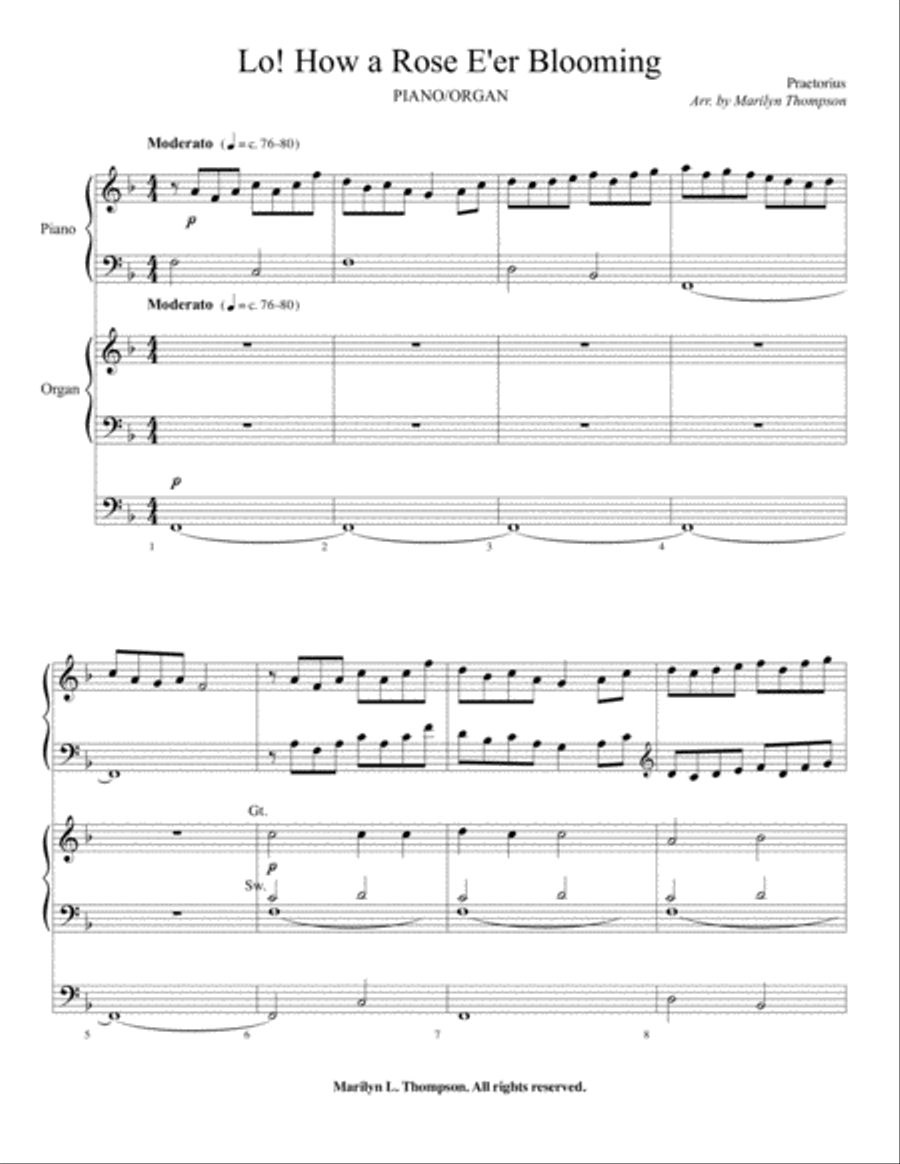 Lo! How a Rose E'er Blooming--Organ/Piano Duet.pdf Organ Solo scores gallery preview page 2