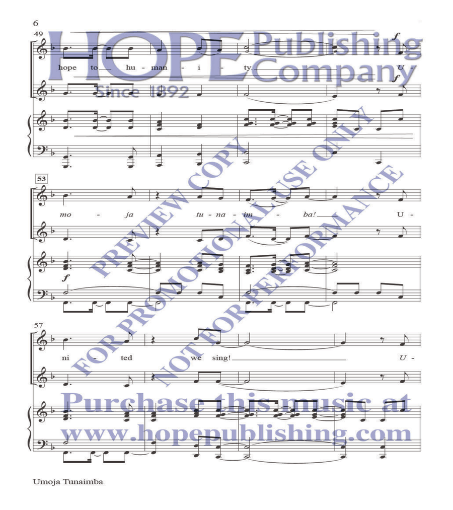 Umoja Tunaimba Choir scores gallery preview page 6