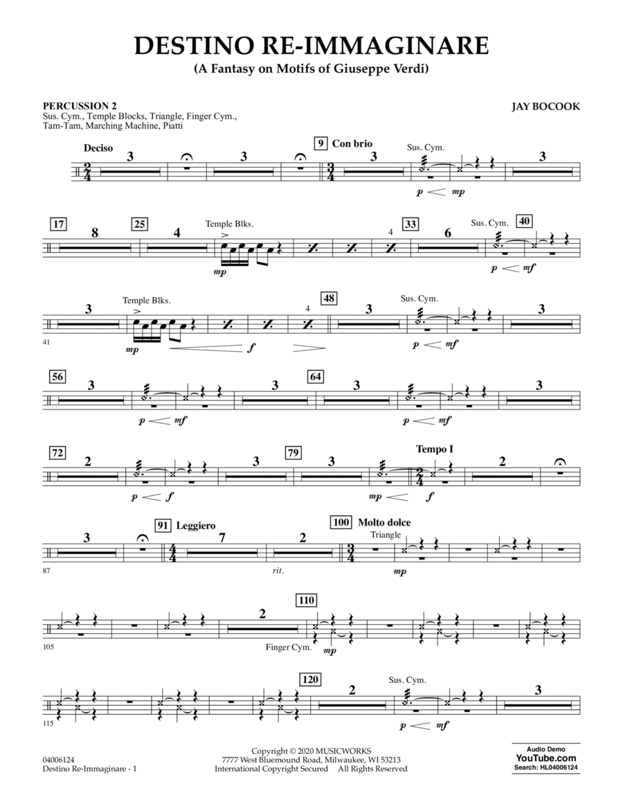 Destino Re-Immaginare (A Fantasy on Motifs of G. Verdi) - Percussion 2