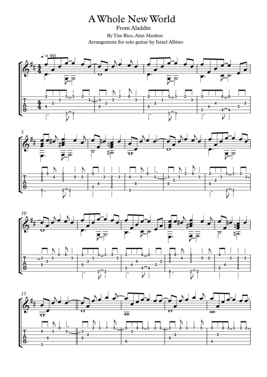 A Whole New World A Whole New World Acoustic Guitar scores gallery preview page 1