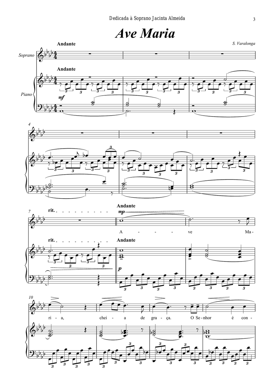 Sérgio Varalonga - Ave Maria Soprano Voice scores gallery preview page 3