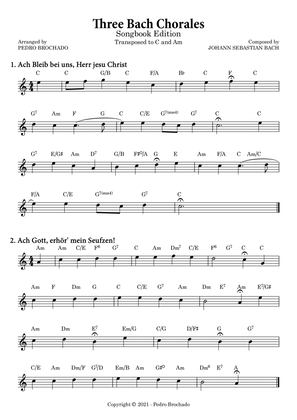 Three Bach Chorales in C and Am - Leadsheet (no lyrics)