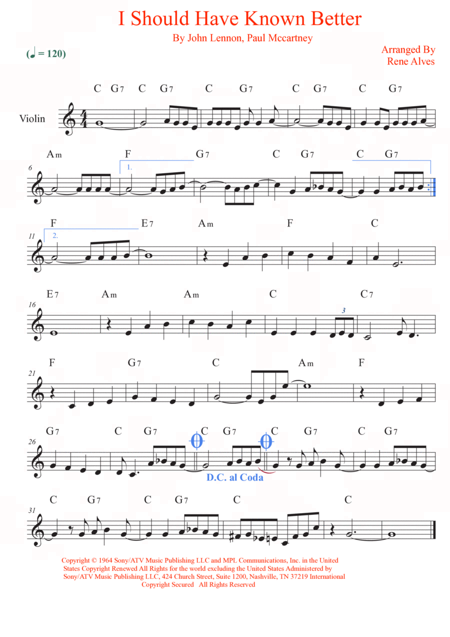 I Should Have Known Better Violin Solo scores gallery preview page 1