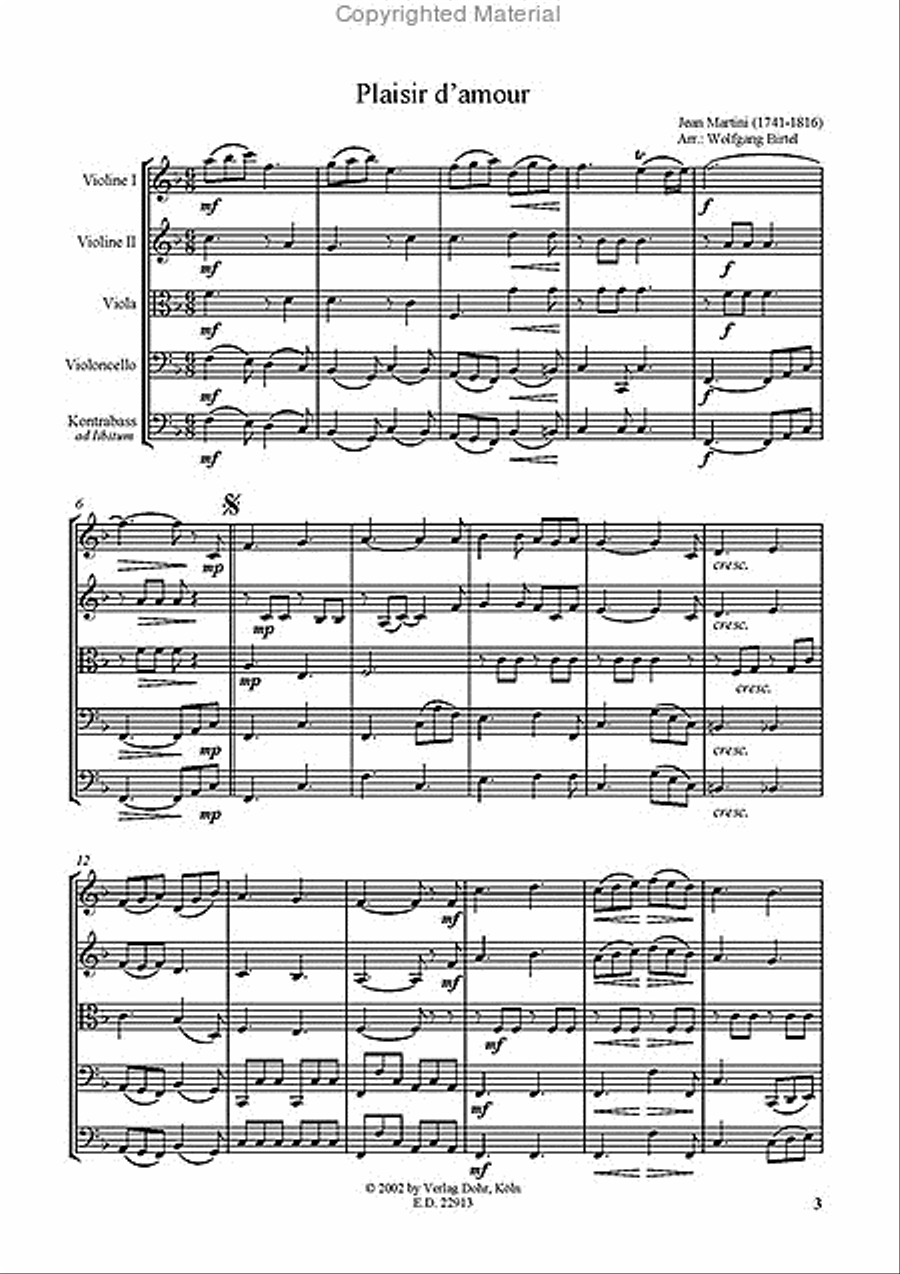 Plaisir d'amour (für Streichquartett) String Quartet scores gallery preview page 2