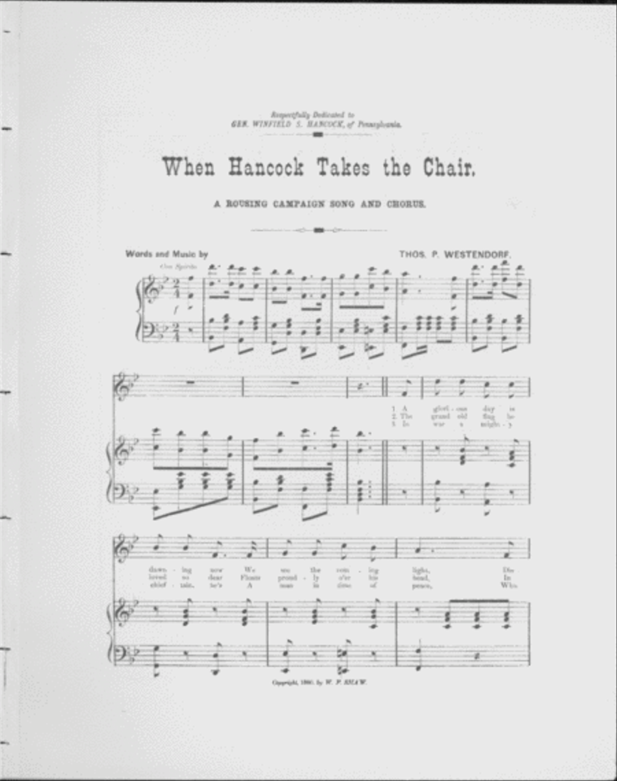 When Hancock Takes The Chair. A Rousing Campaign Song And Chorus Choir scores gallery preview page 2
