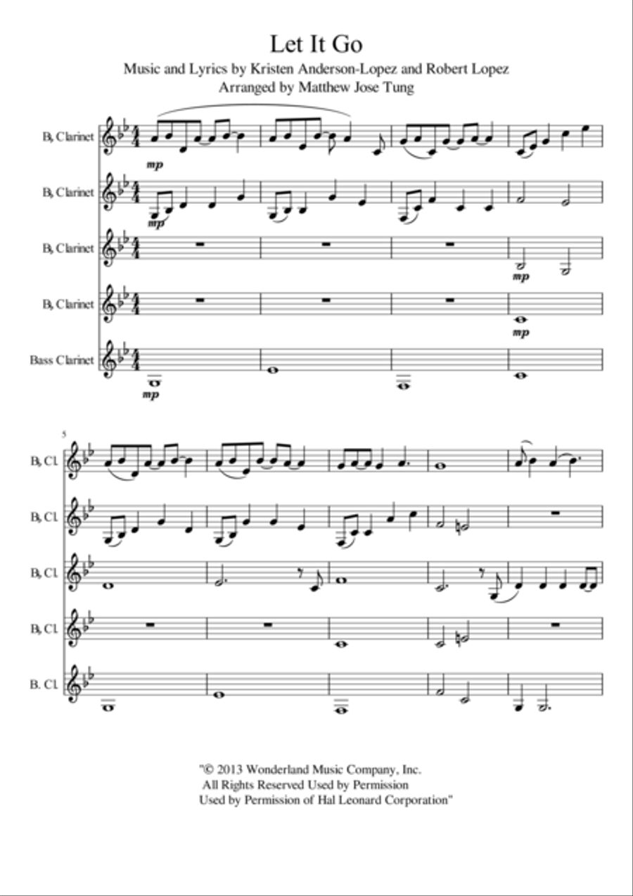 Let It Go (from Frozen) Woodwind Ensemble scores gallery preview page 1