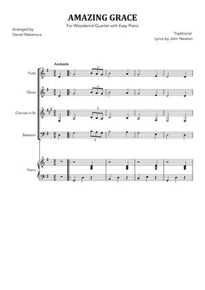 Amazing Grace (for Woodwind Quartet and Easy Piano)