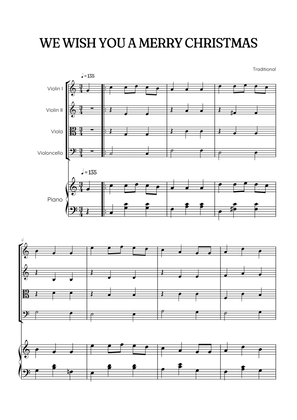 We Wish You a Merry Christmas for String Quartet & Piano • Christmas sheet music