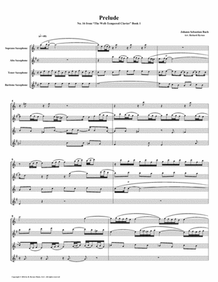 Prelude 16 from Well-Tempered Clavier, Book 1 (Saxophone Quartet)