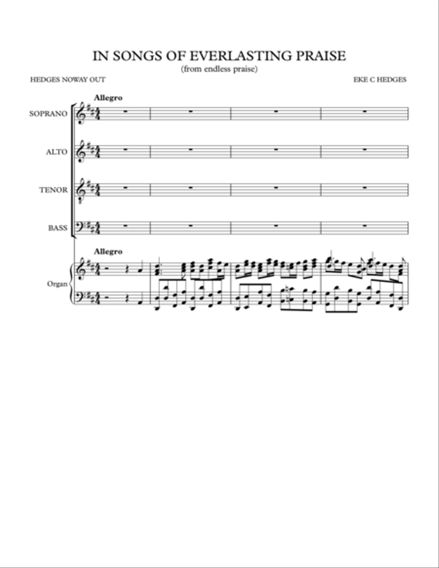 IN SONGS OF EVERLASTING PRAISE(HEDGES NOWAY OUT) 4-Part scores gallery preview page 1