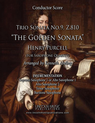 Book cover for Purcell - Trio Sonata No.9 (for Saxophone Quartet SATB or AATB)