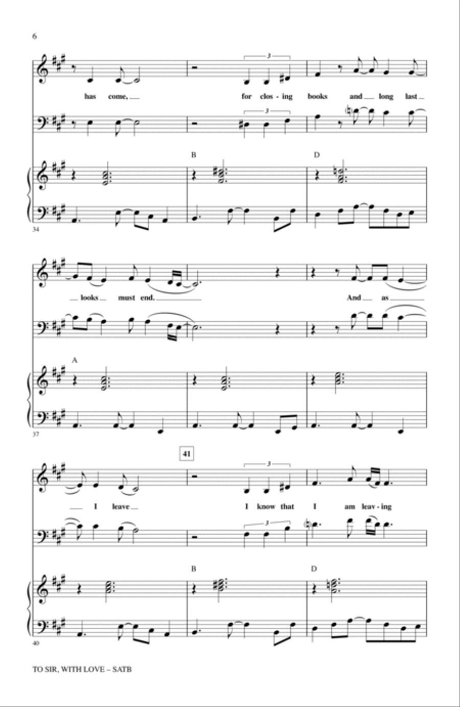 To Sir, With Love 4-Part scores gallery preview page 5