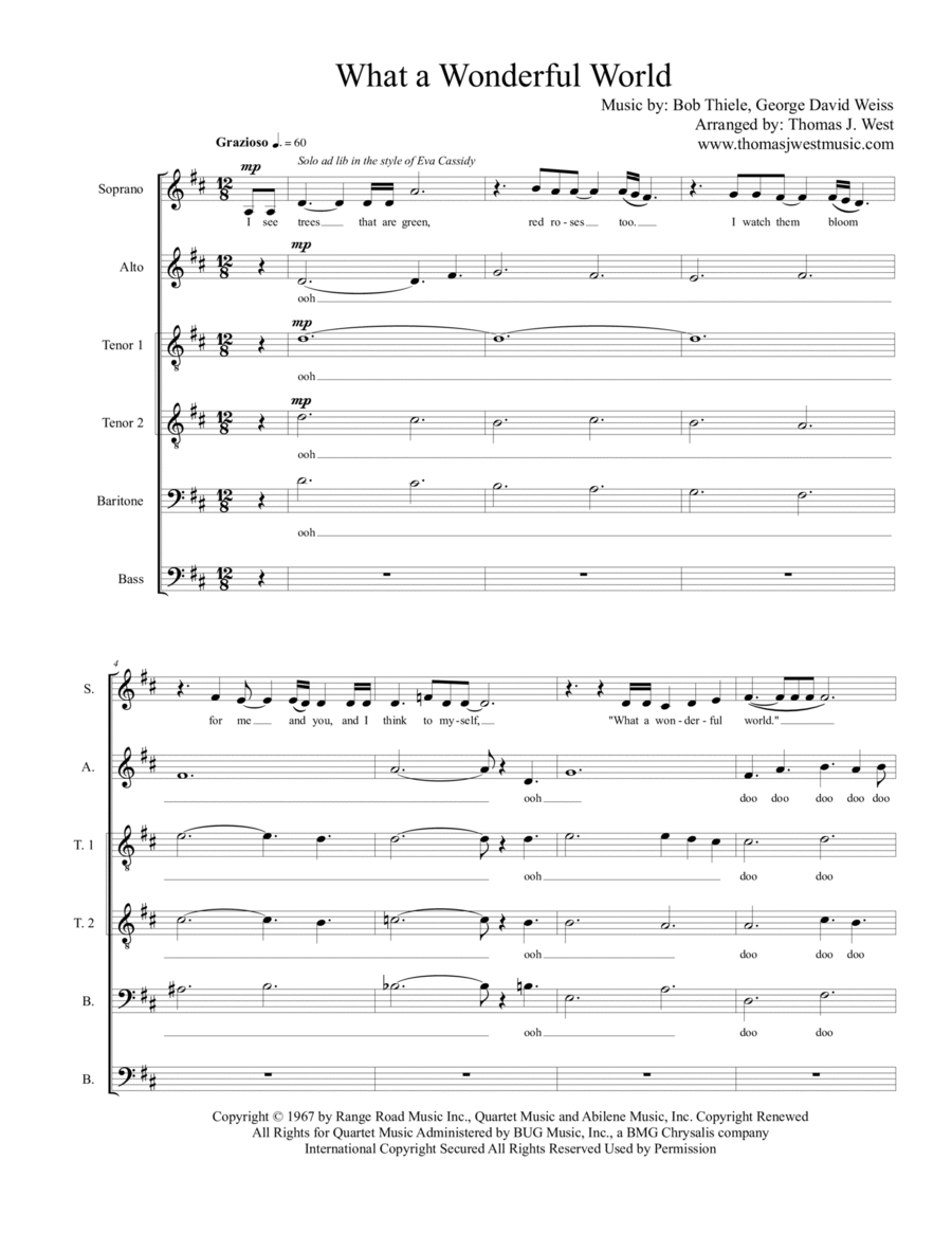 What A Wonderful World Divisi scores gallery preview page 1