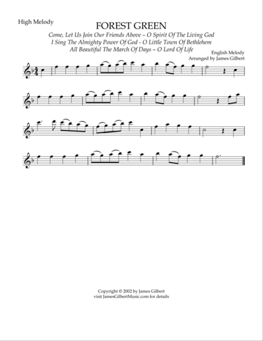 FOREST GREEN (O Little Town Of Bethlehem; I Sing The Almighty Power Of God) Small Ensemble scores gallery preview page 5
