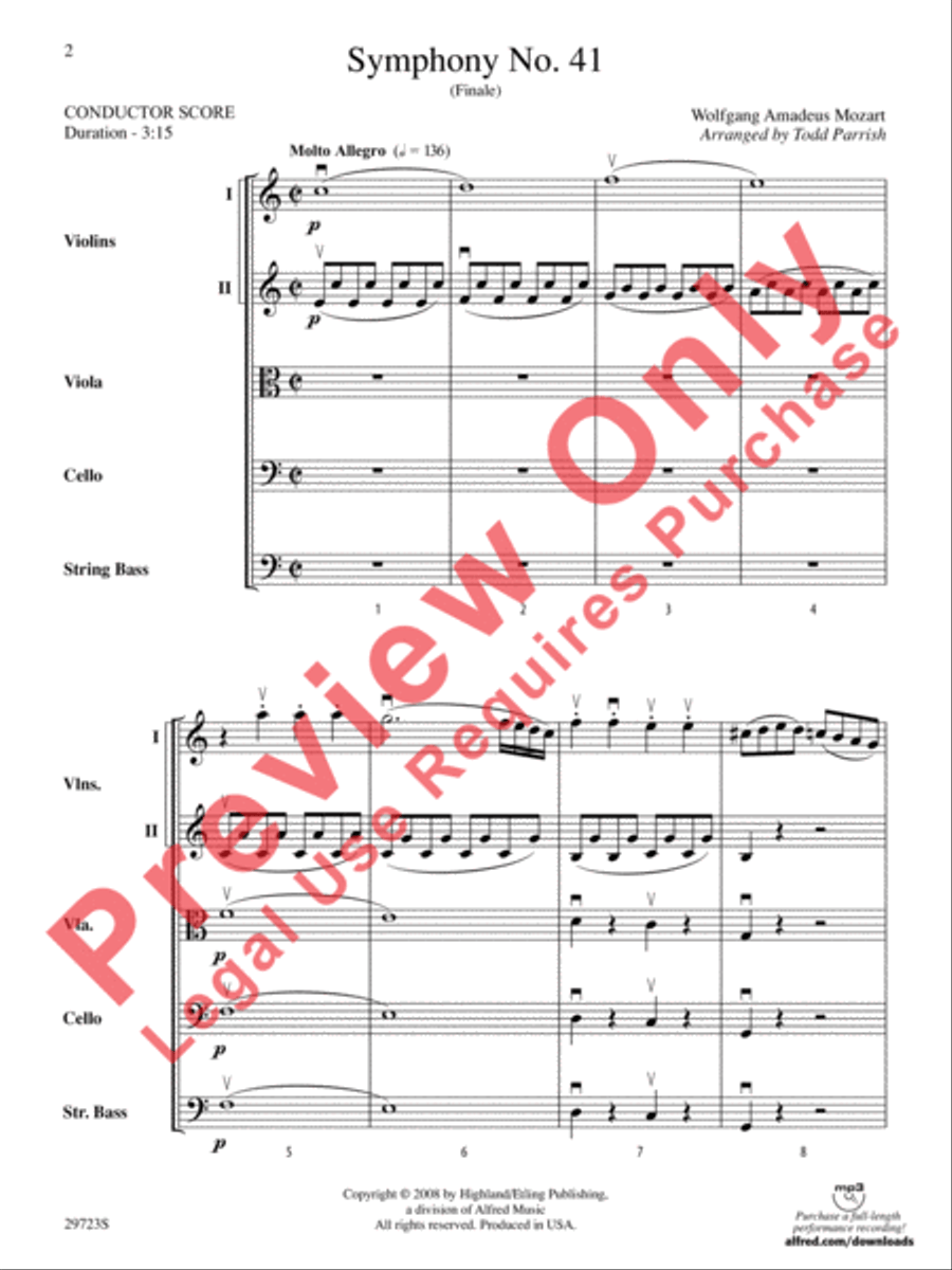Symphony No. 41 String Orchestra scores gallery preview page 3
