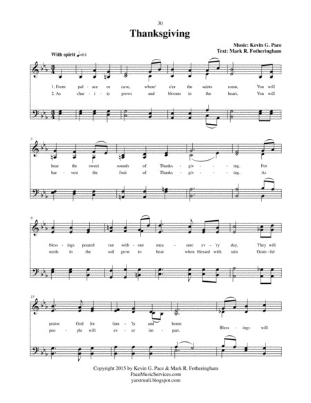 Thanksgiving - an original hymn for SATB voices image number null