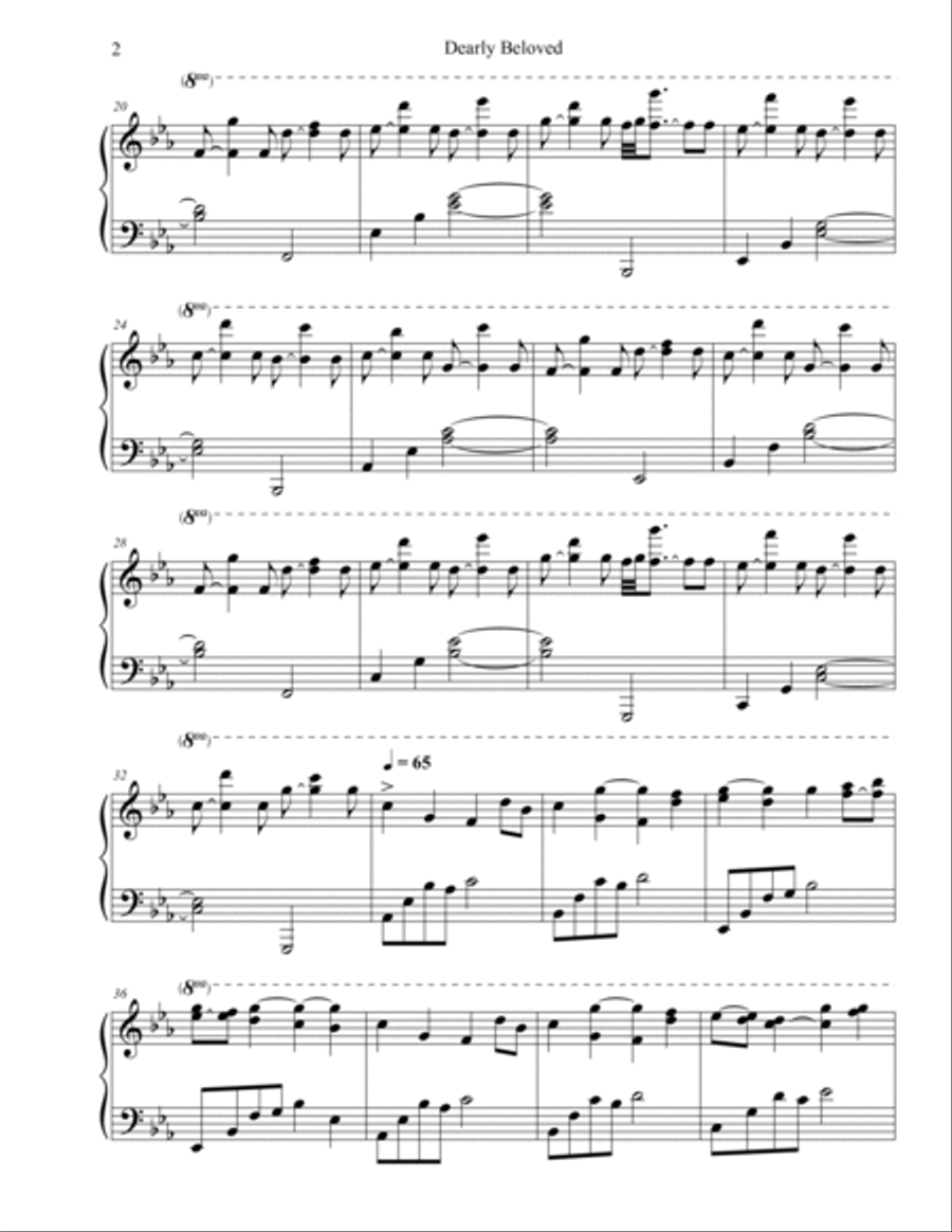 Dearly Beloved Piano Solo scores gallery preview page 2