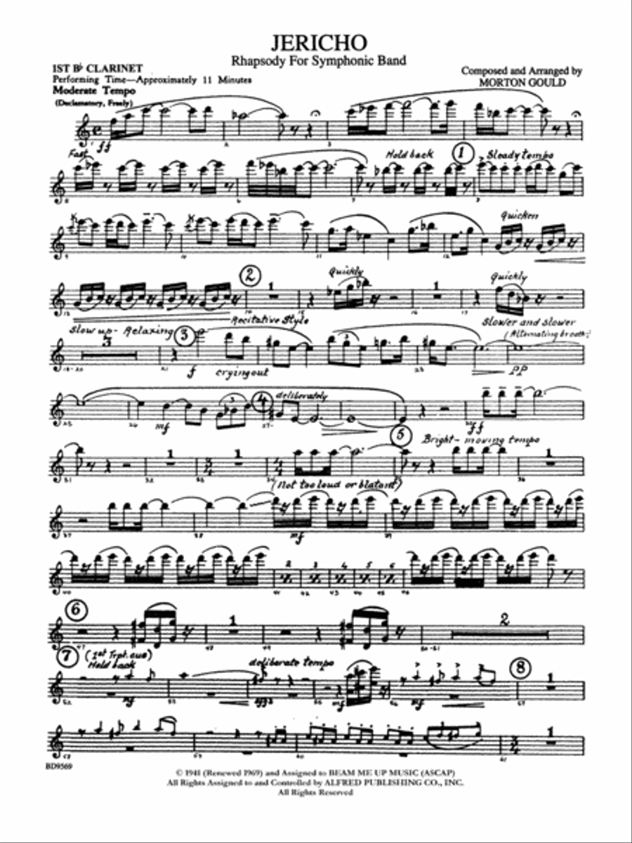Jericho: 1st B-flat Clarinet Concert Band scores gallery preview page 1
