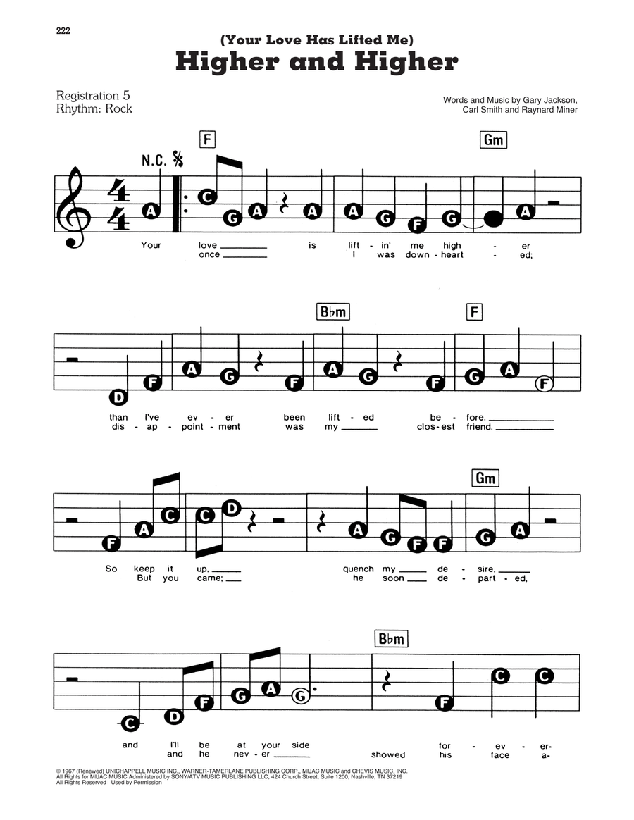 (Your Love Has Lifted Me) Higher And Higher Electronic Keyboard scores gallery preview page 1