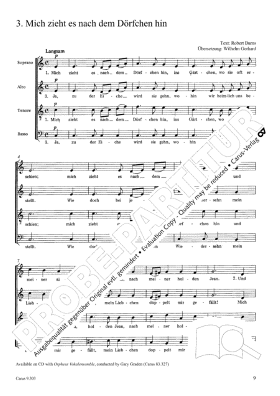 Funf Lieder von Robert Burns op. 55 Choir scores gallery preview page 9