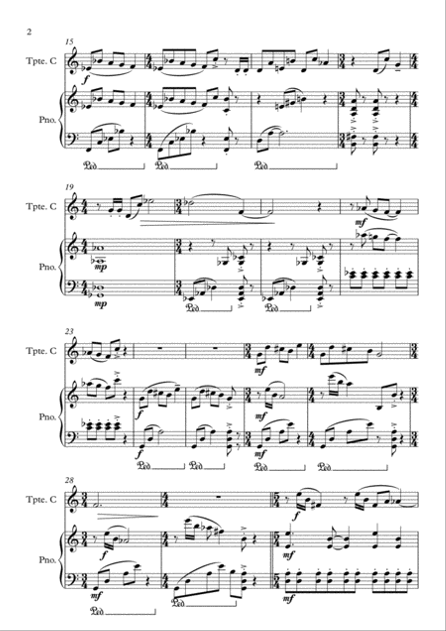 SONATINA For Trumpet and Piano by Danilo Lamas Trumpet Solo scores gallery preview page 2