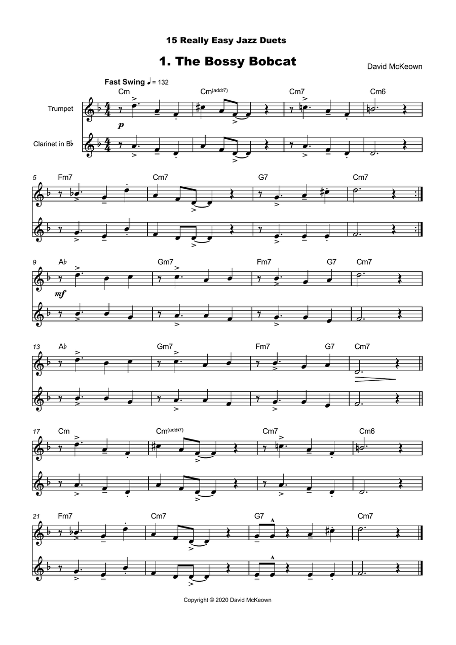 15 Really Easy Jazz Duets for Trumpet and Clarinet Duet Clarinet Duet scores gallery preview page 2