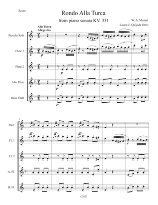 Book cover for Rondo Alla Turca, from Piano Sonata KV 331. Flute ensemble, SCORE ONLY