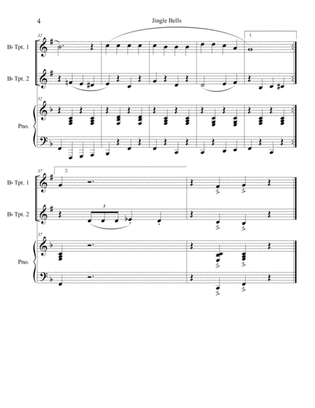 Jingle Bells (trumpet duet) with optional piano accompaniment image number null