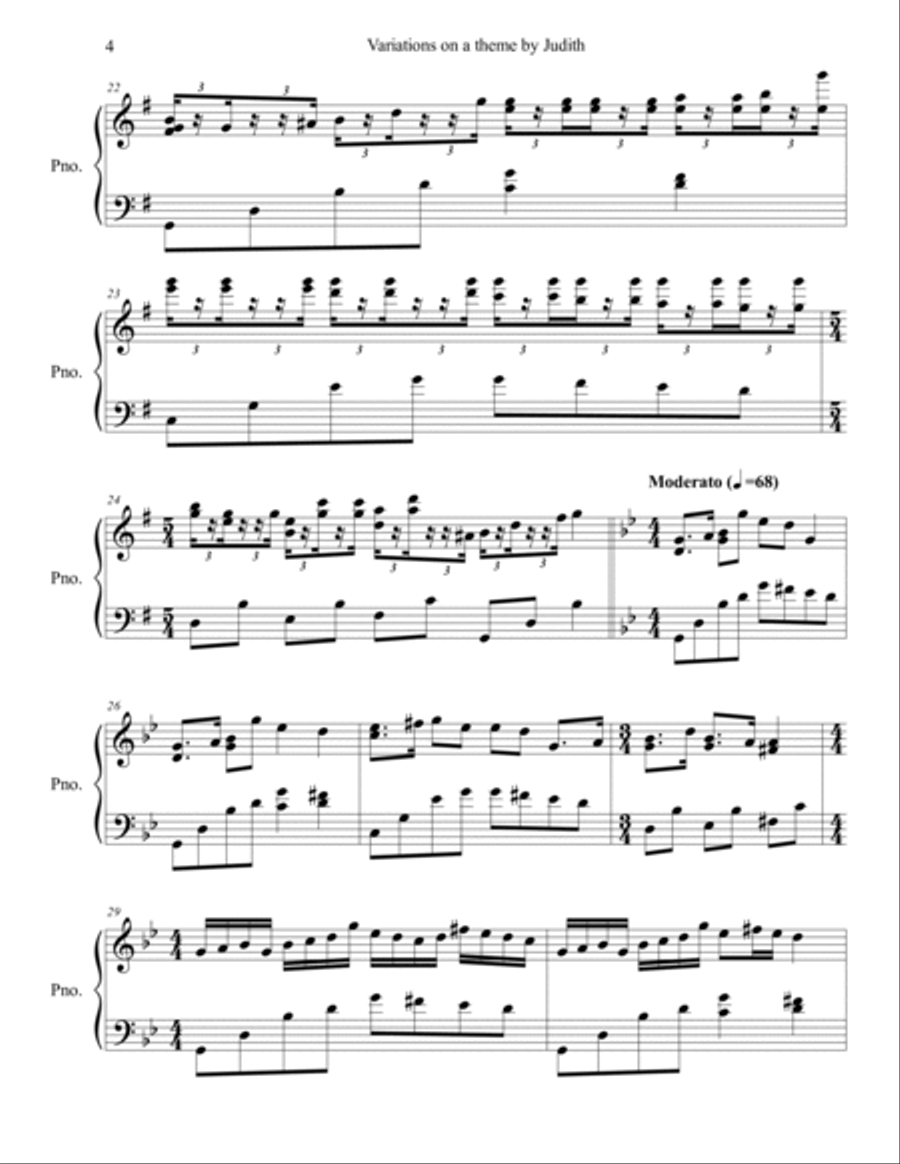 Variations on a Theme By Judith Piano Solo scores gallery preview page 4