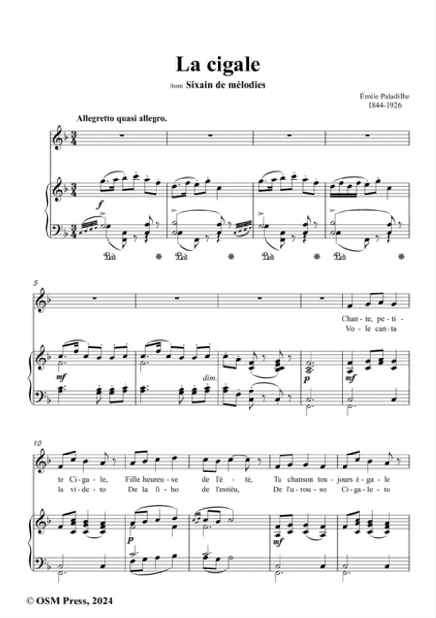 Paladilhe-La cigale,in F Major Voice scores gallery preview page 2