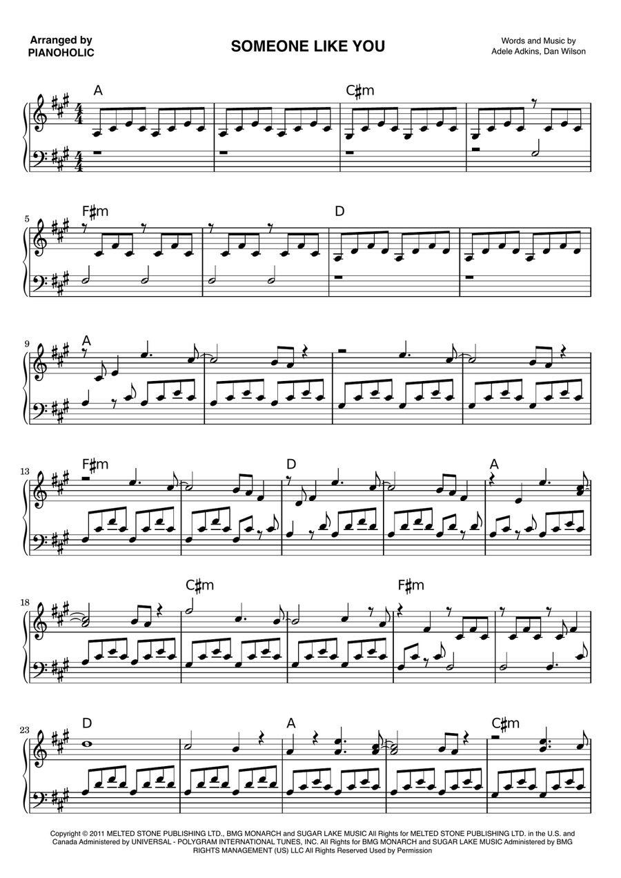 Someone Like You Someone Like You Piano Solo scores gallery preview page 1
