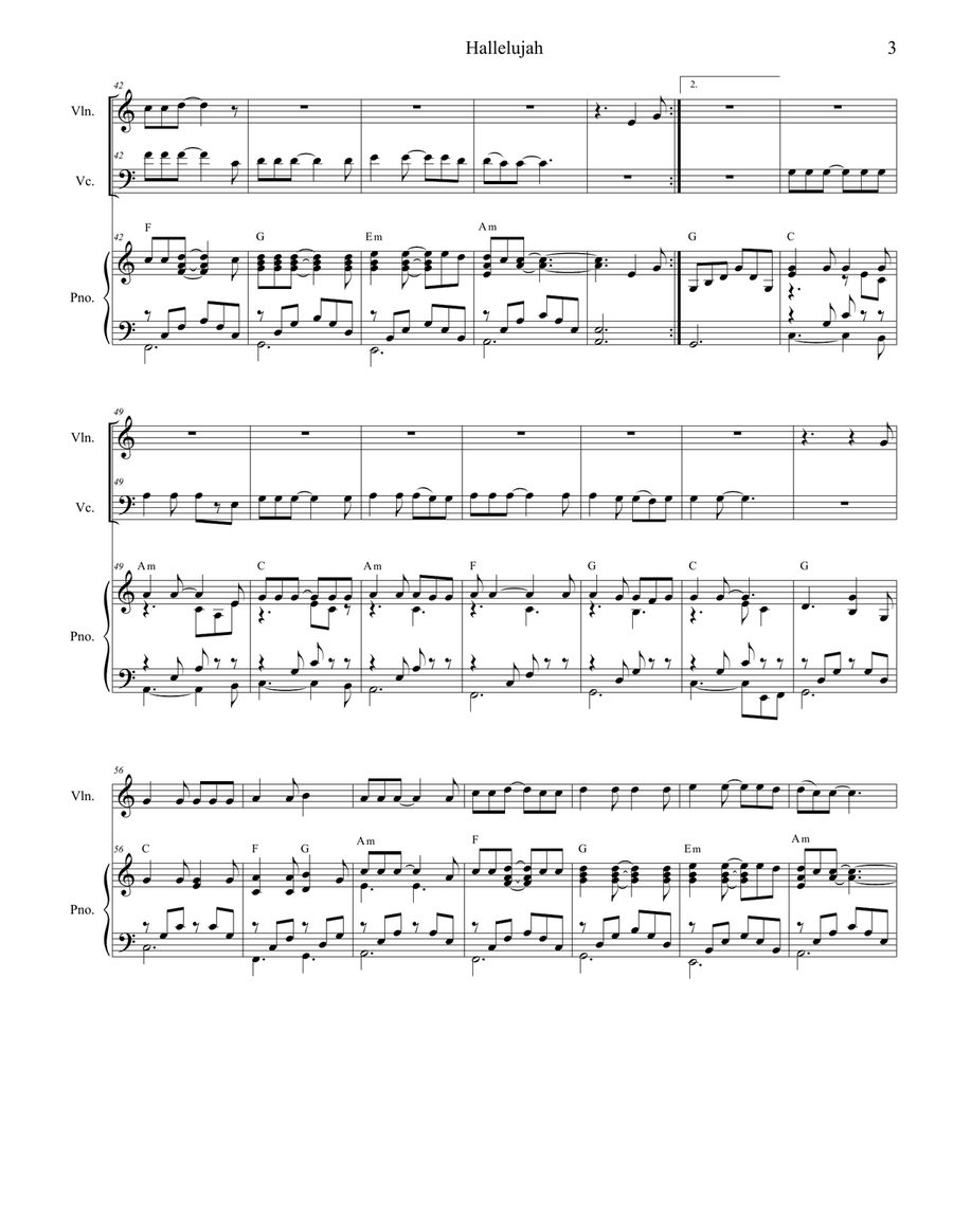Hallelujah Piano Trio scores gallery preview page 3