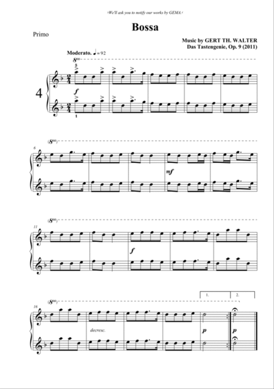 Bossa Bossa 2 Pianos, 4-Hands scores gallery preview page 2