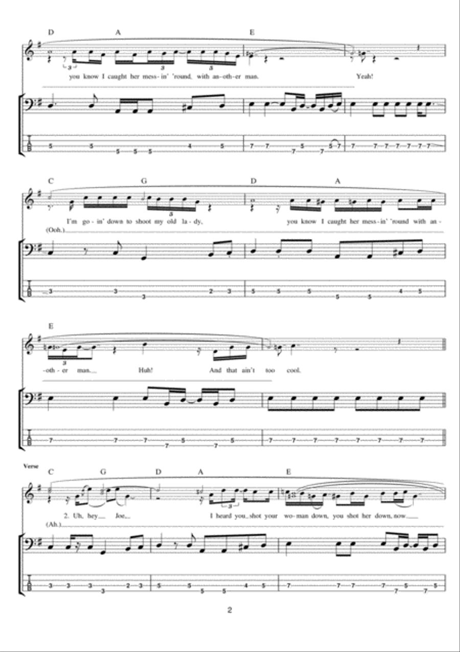 Hey Joe Hey Joe Guitar Tablature scores gallery preview page 2