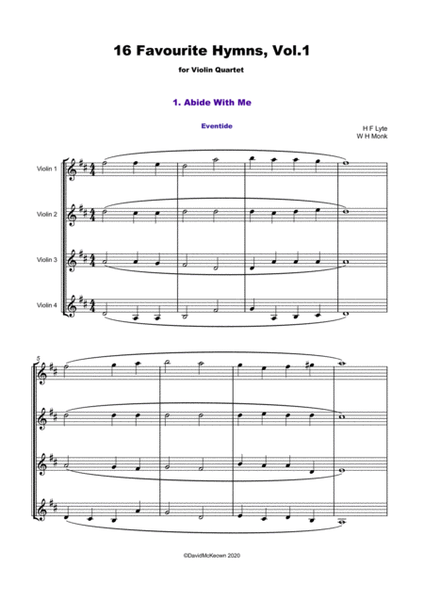 16 Favourite Hymns Vol.1 for Violin Quartet