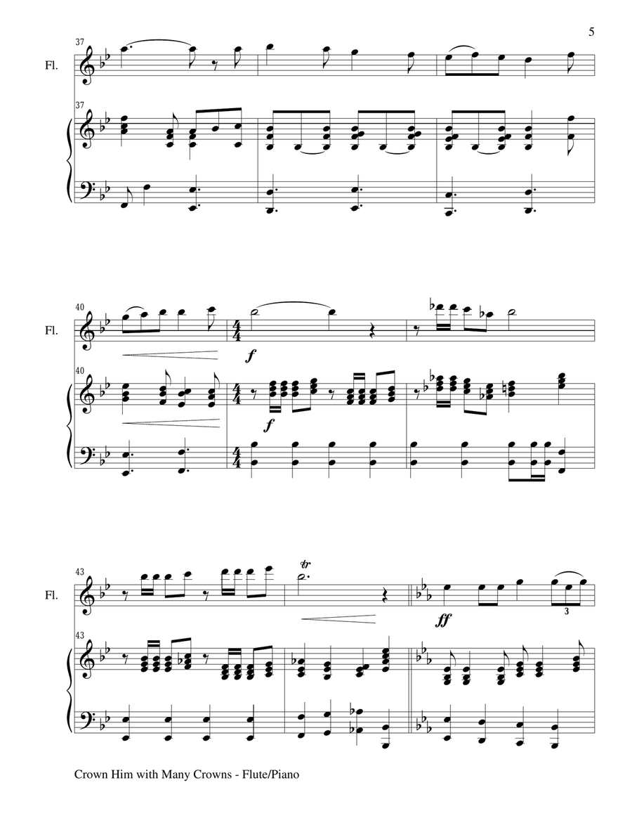 CROWN HIM WITH MANY CROWNS (Duet – Flute and Piano/Score and Parts) Woodwind Duet scores gallery preview page 5