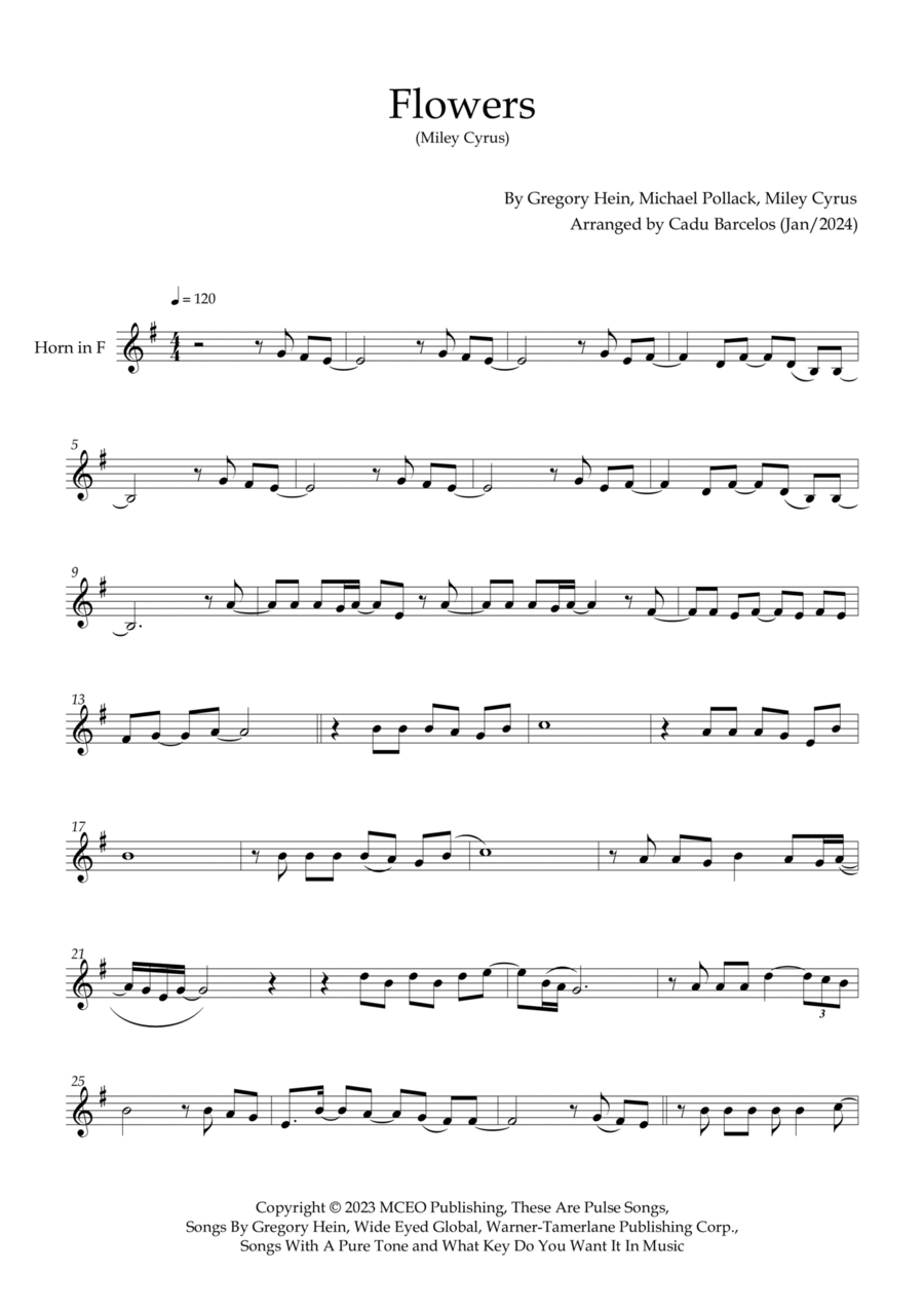 Flowers Flowers Horn Solo scores gallery preview page 1