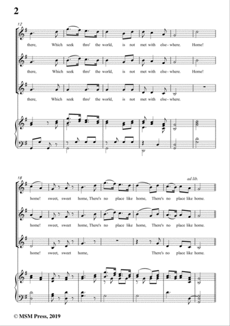 Henry R. Bishop-Home Sweet Home,in G Major,for Voice&Piano Voice scores gallery preview page 4