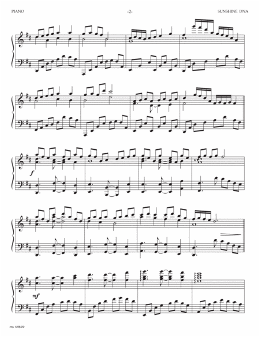 Sunshine DNA Piano scores gallery preview page 2